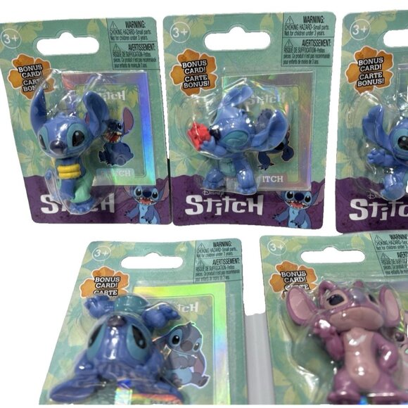 Lilo & Stitch Mini Micro Figures 5pc Set Toy Cake Toppers Bonus Card In Each NEW - Picture 4 of 8